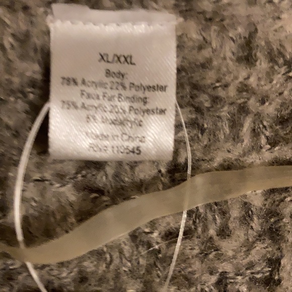NWT Gray Faux Fur Trim Open Sweater Cardigan XL-XXL - Picture 9 of 12